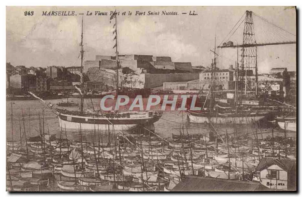 Marseille — Ansicht des Alten Hafens und des Fort Saint Nicolas — LL. — Nr. 243 - Vorderseite