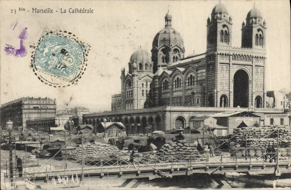 Marselha - A Catedral — vista do porto com mercado — editor desconhecido, n° 23 bis - Frente