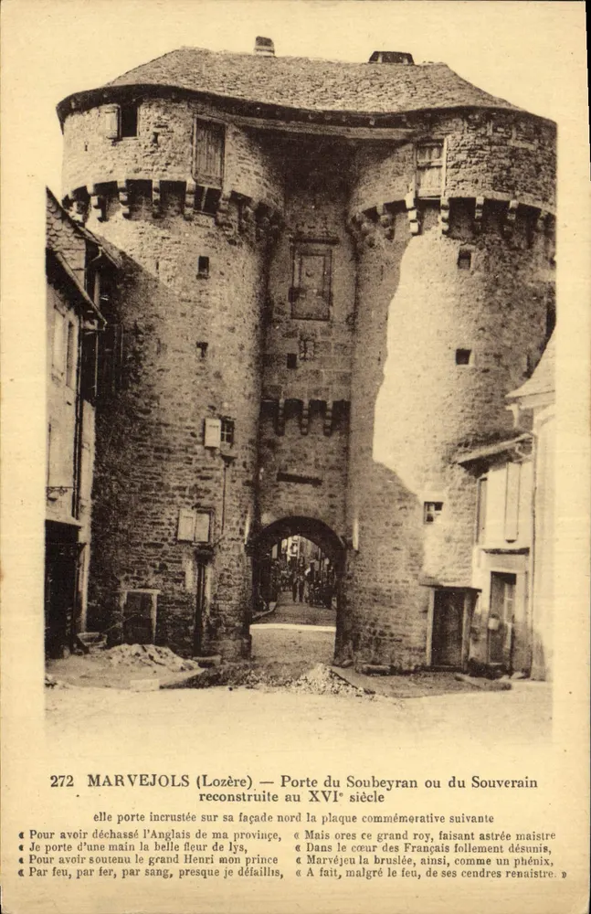Marvejols (Lozère) — Porte du Souverain, im 16. Jahrhundert neu errichtet — unbekannter Verlag, Nr. 272 - Vorderseite