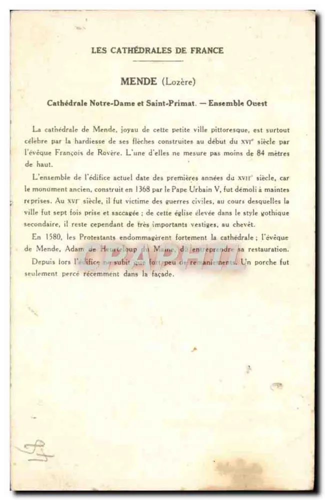 Mende (Lozère) — Cattedrale di Notre-Dame & San Primat — Complesso Ovest — Collezione Paul Hauberge - Verso