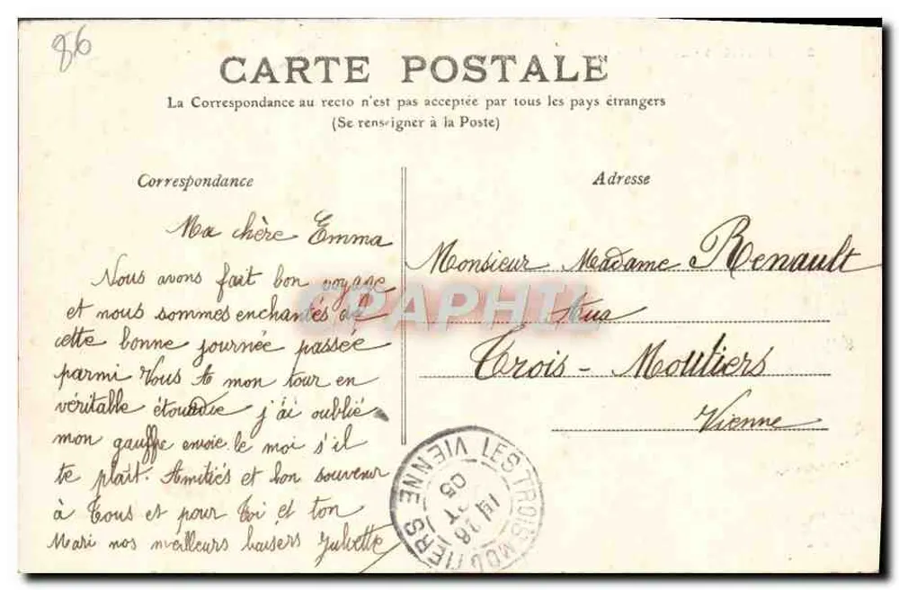 Poitiers — O Hotel de Ville — editor M.T. n°35 - Verso