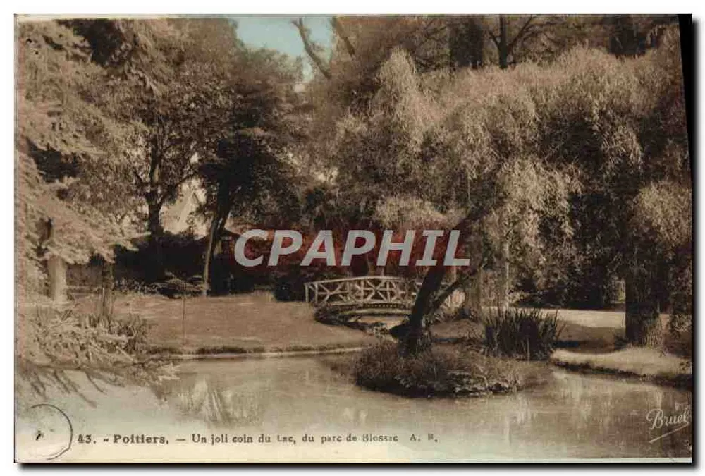 Poitiers — Ein hübscher Teil des Sees, des Parks von Blossac — Éditeur Bruid, n° 43 - Vorderseite