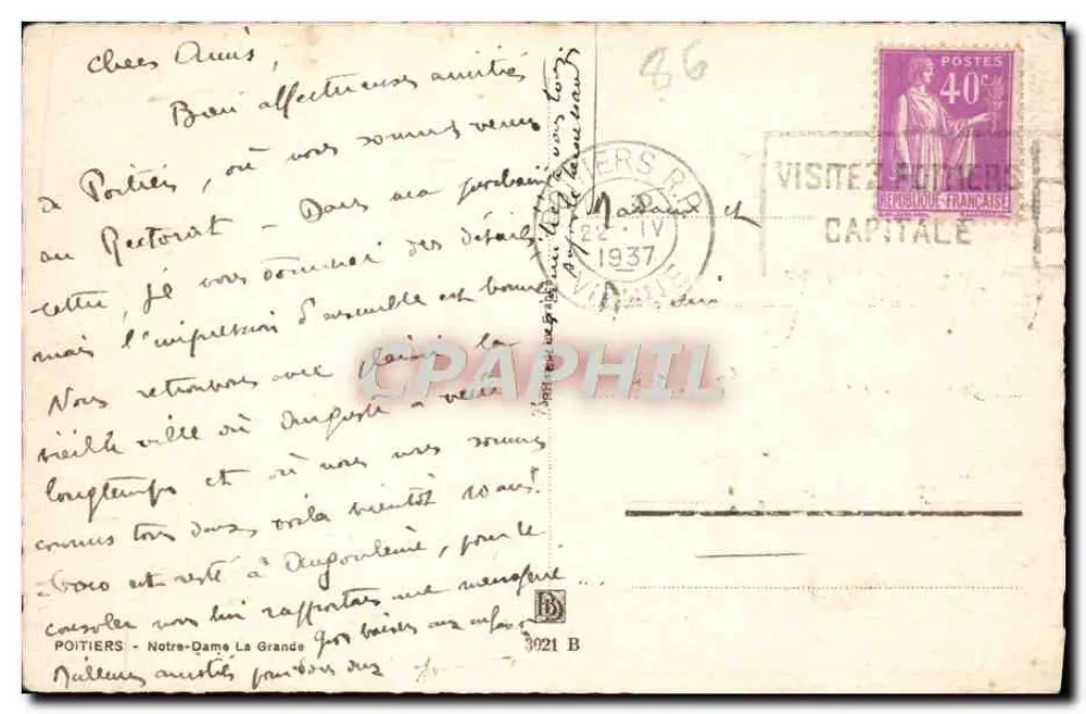 Notre-Dame La Grande — Poitiers — editor Barday, número de série não visível - Verso