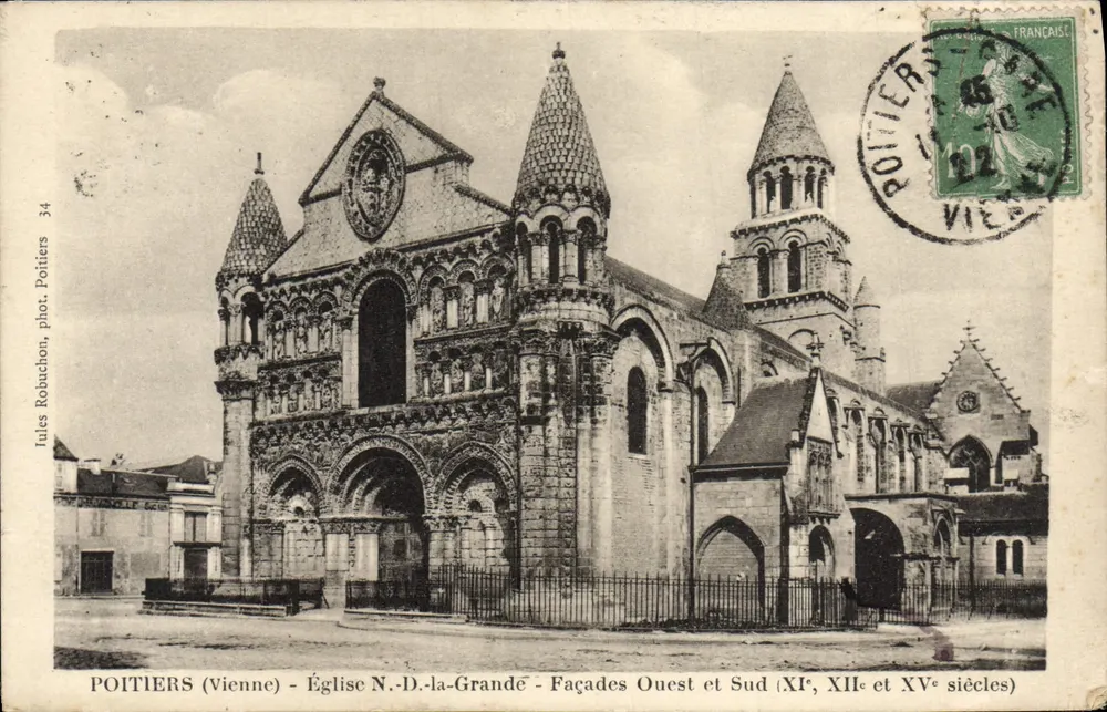 Poitiers (Vienne) - Kirche Notre-Dame-la-Grande - West- und Südfassaden (11. bis 15. Jahrhundert) - Tules Robuchon, Fotografie, Poitiers, Nr. 34 - Vorderseite