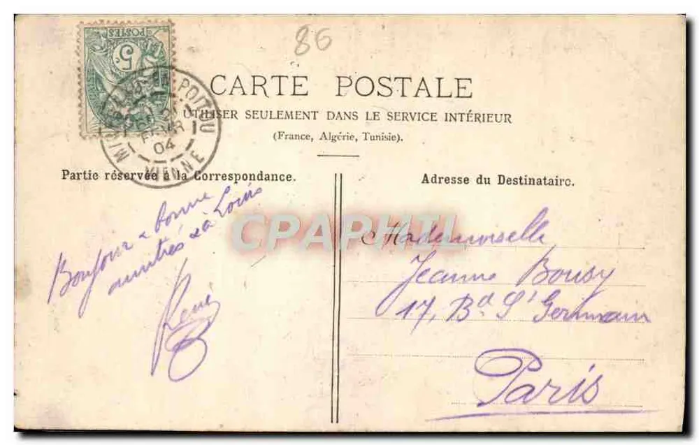 Poitiers - A Prefeitura — Imp. J. Laviot, Poitiers - Verso