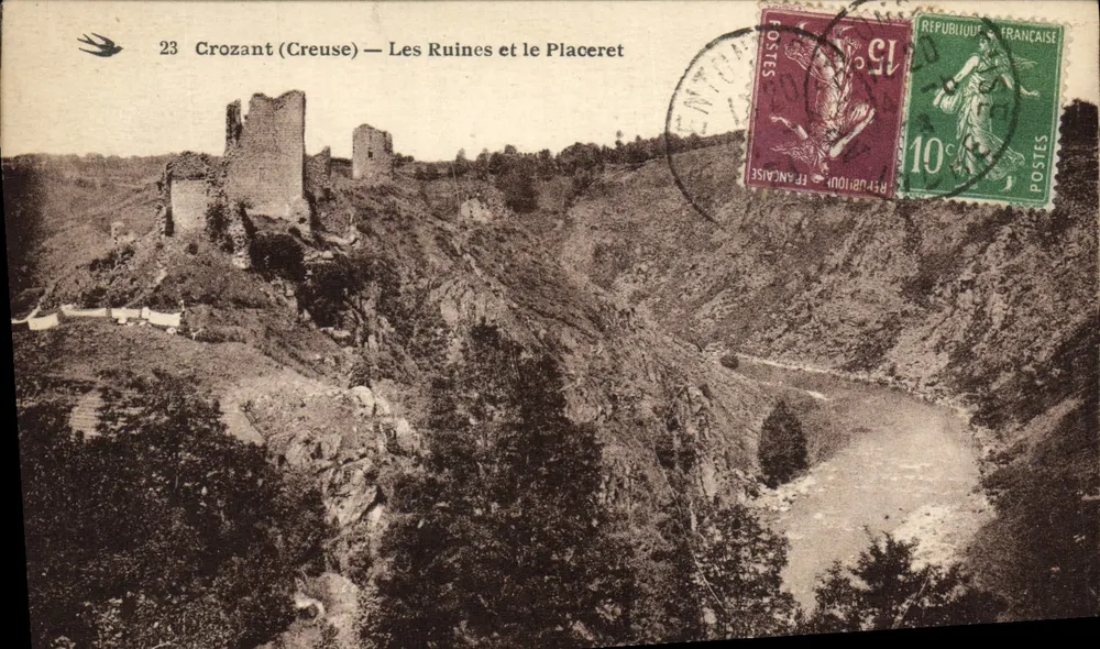 Crozant (Creuse) — Las Ruinas y el Placeret — Editor desconocido, n° 23 - Anverso