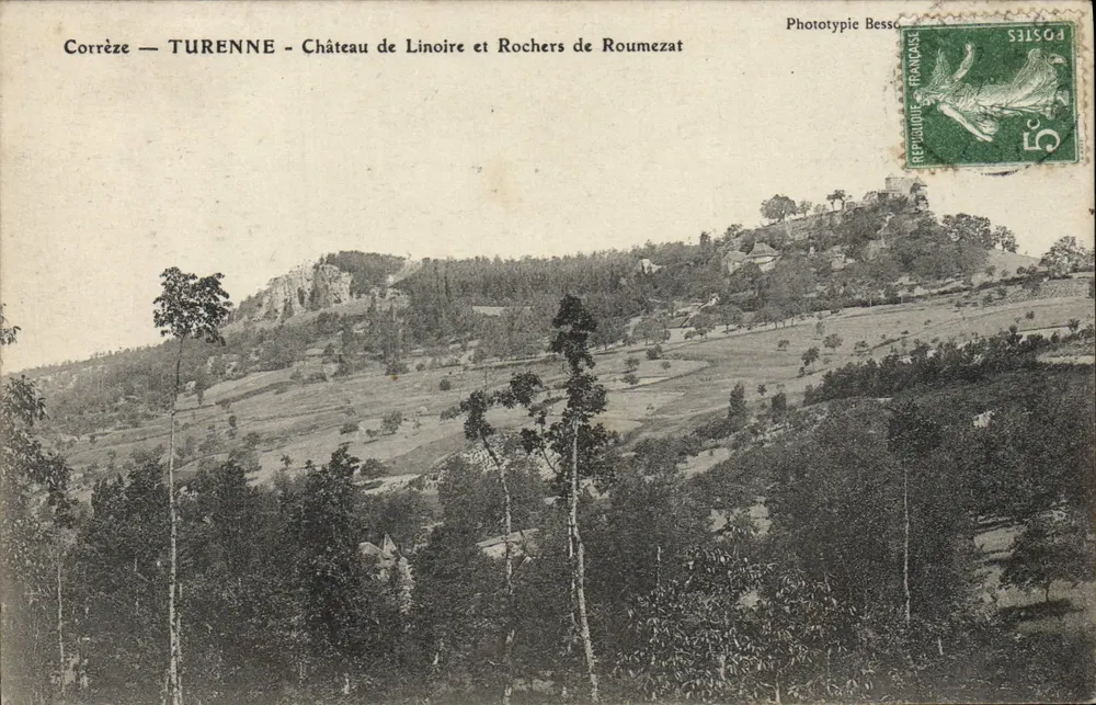 Corrèze — TURENNE — Schloss Linoire und Felsen von Roumezat — Phototypie Besso - Vorderseite
