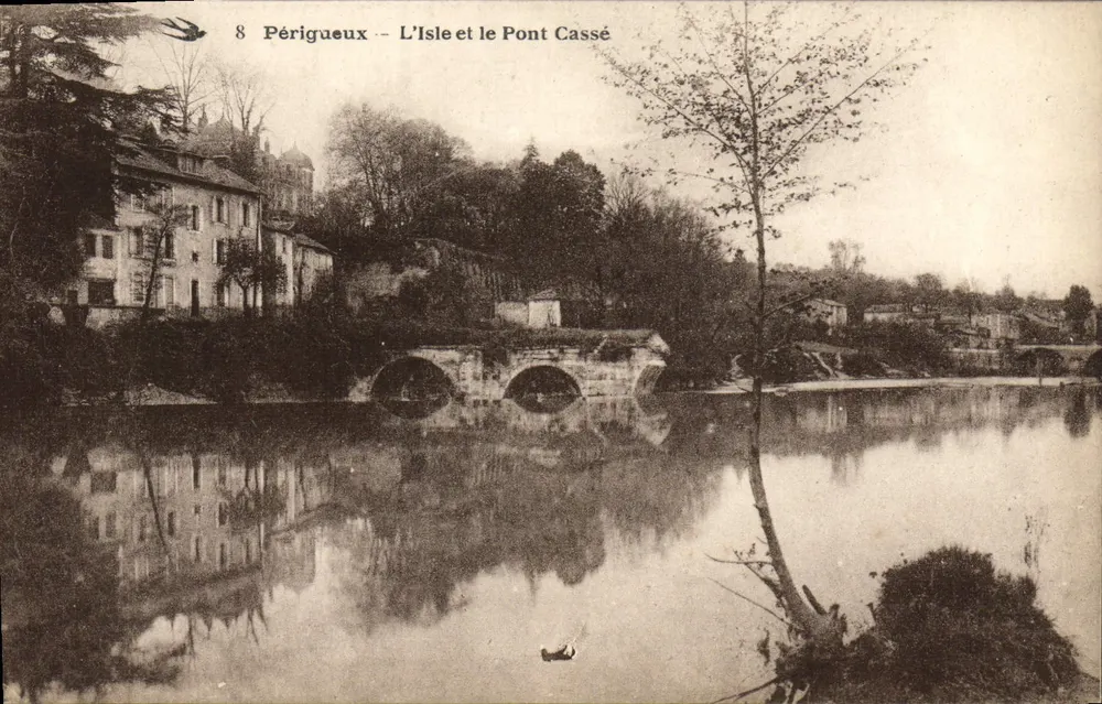 Périgueux — L'Isle e o Ponte Quebrado — editor não identificado, n° de série 8 - Frente