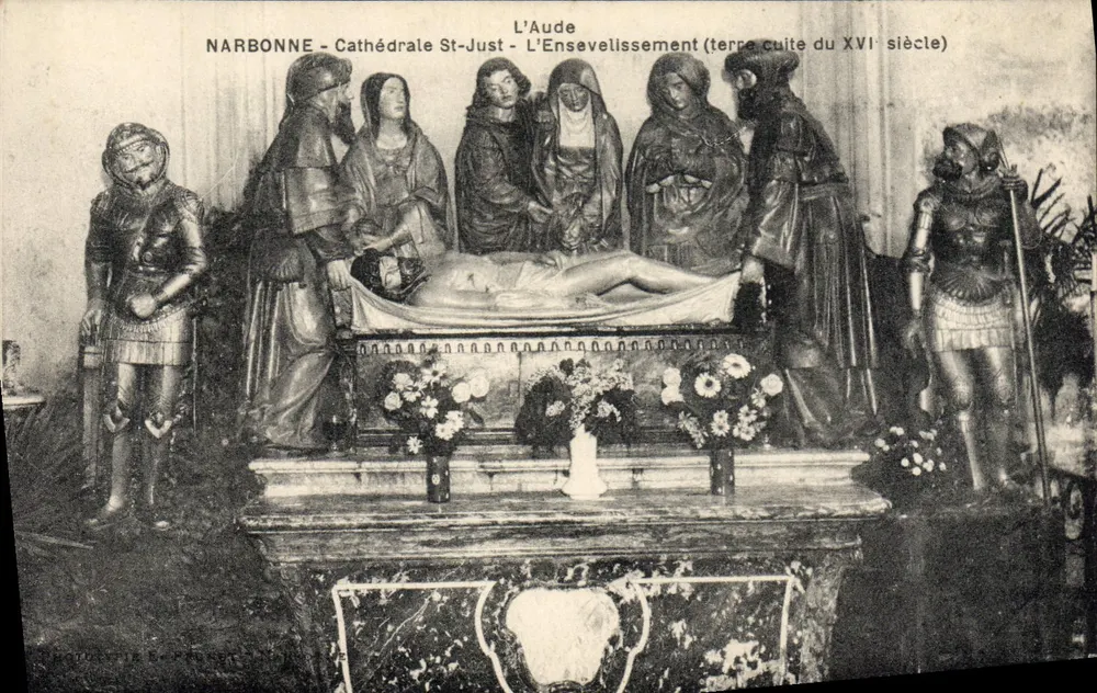NARBONNE - Kathedrale St-Just - Das Begräbnis (Tonfigur aus dem 16. Jahrhundert) - Vorderseite