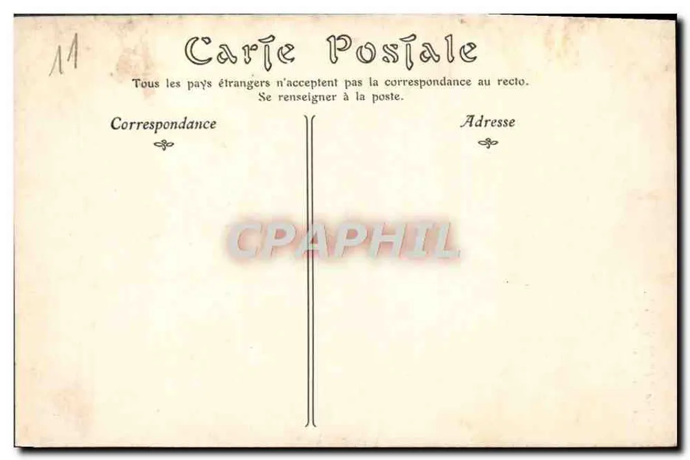 Visão do castelo de Carcassonne — visão a partir de um passagem arqueada — editor não identificado, número de série 11 - Verso