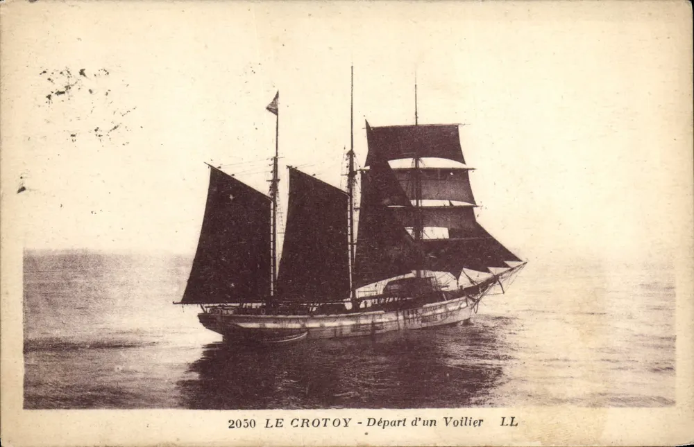Le Crotoy — Abfahrt eines Segelschiffes — LL, n° 2050 - Vorderseite