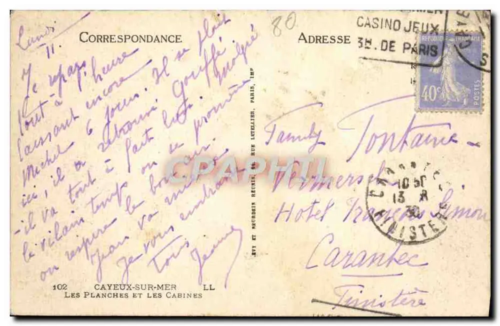 Cayeux-sur-Mer — As Planchas e as Cabines — Imp. Rue Lutetien, Paris - Verso