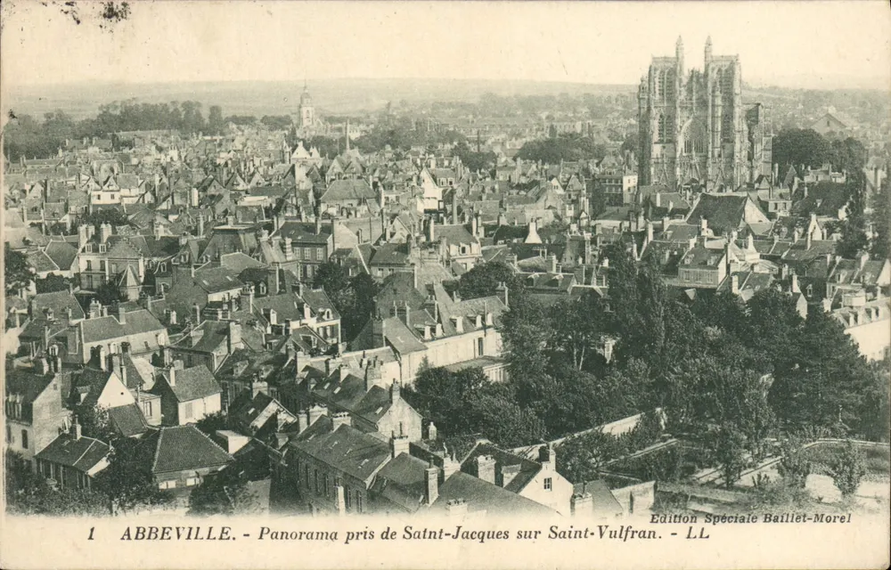 Abbeville - Panorama tomado desde Saint-Jacques sobre Saint-Vulfran — Edición Especial Baillet-Morel - Anverso