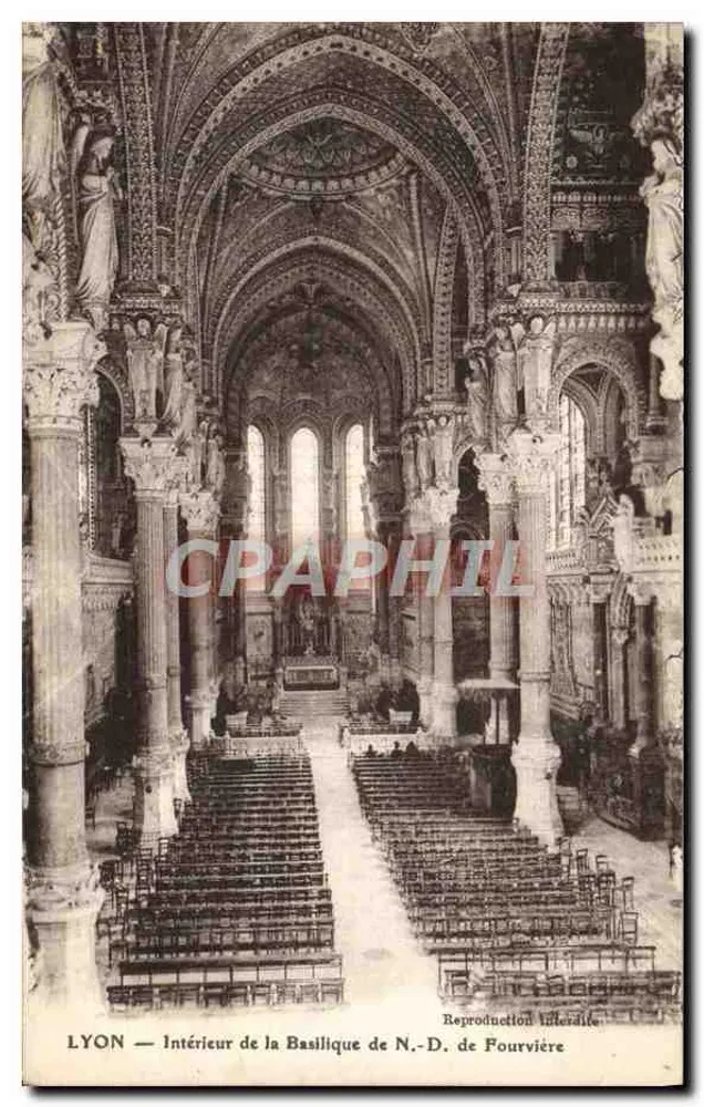 LYON — Innenansicht der Basilika Notre-Dame de Fourvière — Reproduktion verboten - Vorderseite