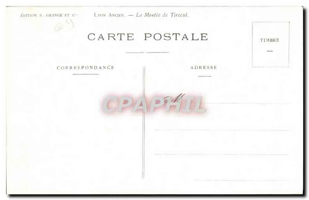 Lyon Antigo — A Subida de Tirecul — Edição P. Grange et Cie - Verso