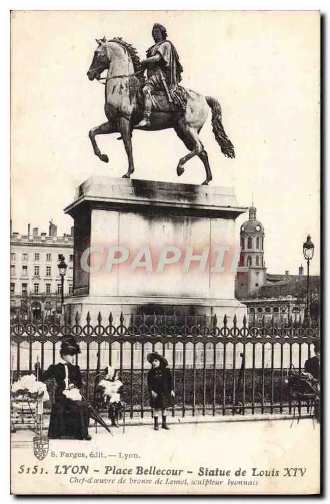 LYON - Place Bellecour - Statue von Louis XIV — S. Farges, Verleger — Lyon, n° 5151 - Vorderseite