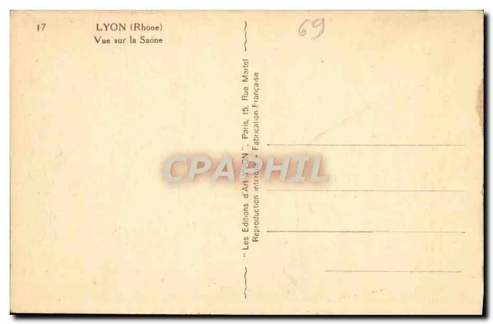 LYON (Rhône) — Vista sobre a Saône — Les Editions d'Art Lyon - Verso