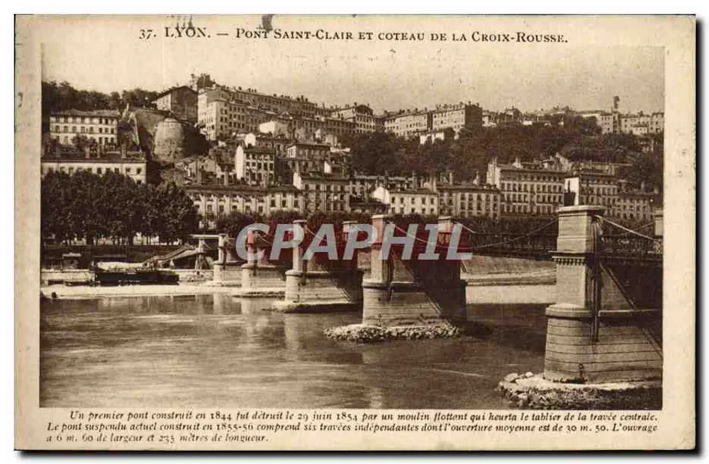 Lyon — Pont Saint-Clair und Croix-Rousse-Hügel — Verlag: Victor Hugo, Nr. 37 - Vorderseite