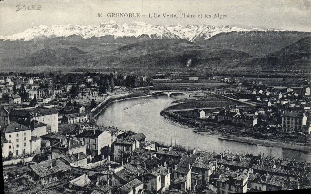 Grenoble — Die Grüne Insel, der Isère-Fluss und die Alpen — Iserre - Vorderseite