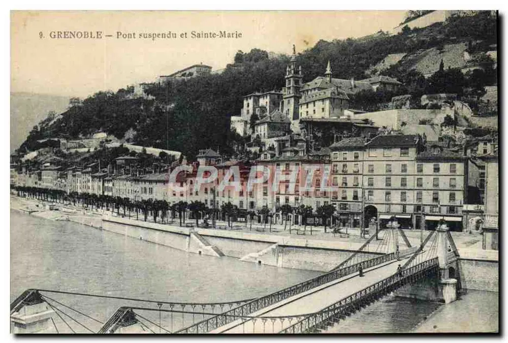 Grenoble — Pont suspendu et Sainte-Marie — P. GAUDE, phot.-édit. - Recto