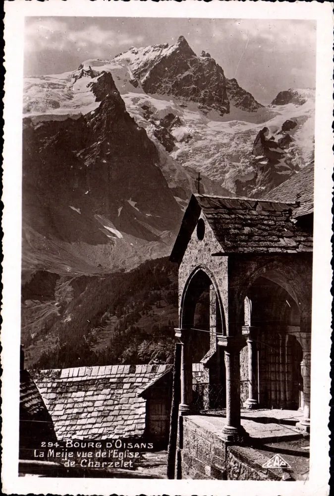 La Meije von der Kirche aus gesehen — Bourg d'Oisans — Verleger G.A. P. Strasbourg, Nummer 294 - Vorderseite