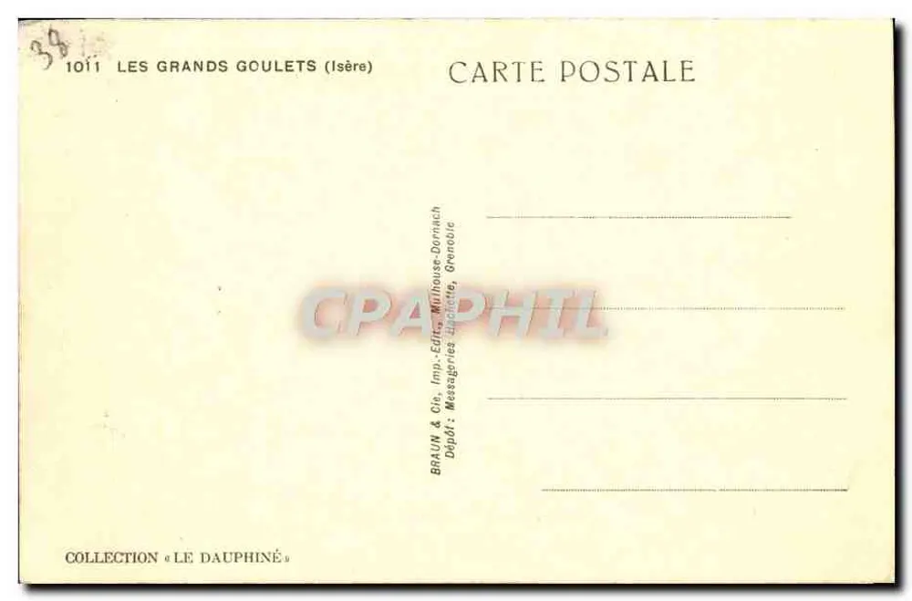 Les Grands Goulets — Isère — editor Braun & Cie, Grenoble - Verso