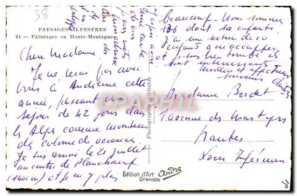 Alpine Weiden — Édition d'Art Grenoble, n°61 - Rückseite