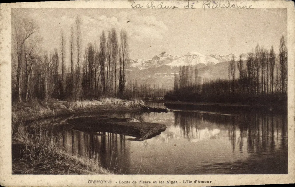 Grenoble - Ufer der Isère und die Alpen - L'Île d'Amour - Vorderseite