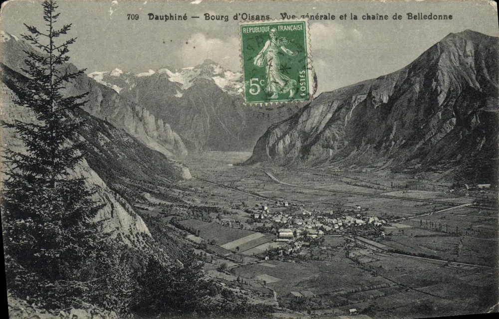 Dauphiné — Bourg d'Oisans — Allgemeiner Blick und die Belledonne-Kette — Papeterie des Alpes, Eug. Robert, Grenoble - Vorderseite