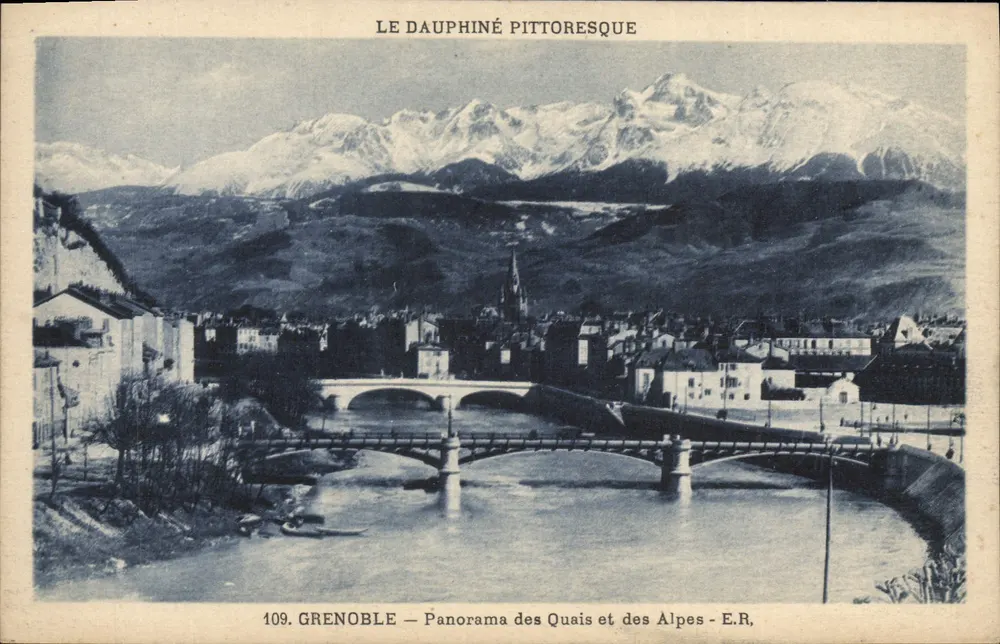 Grenoble — Panorama der Ufer und der Alpen — E.R. n°109 - Vorderseite