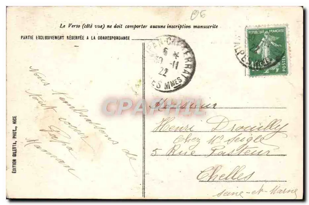 Nice - Ansicht von Mont Boron zwischen den Kiefern — Édition Gilettà, Phot., Nice, n°221 - Rückseite