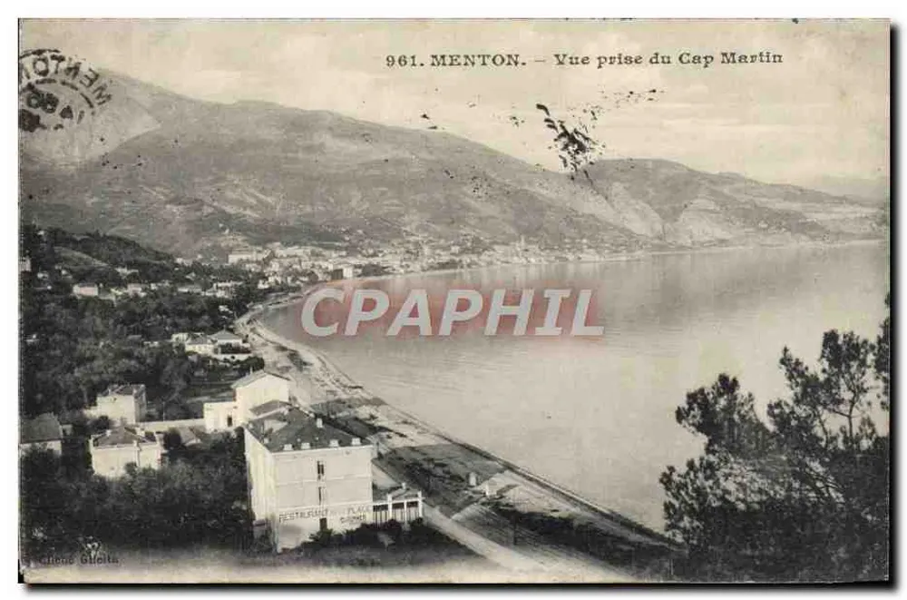 Menton — Vista scattata dal Capo Martin — Chene Gueita, n°961 - Recto