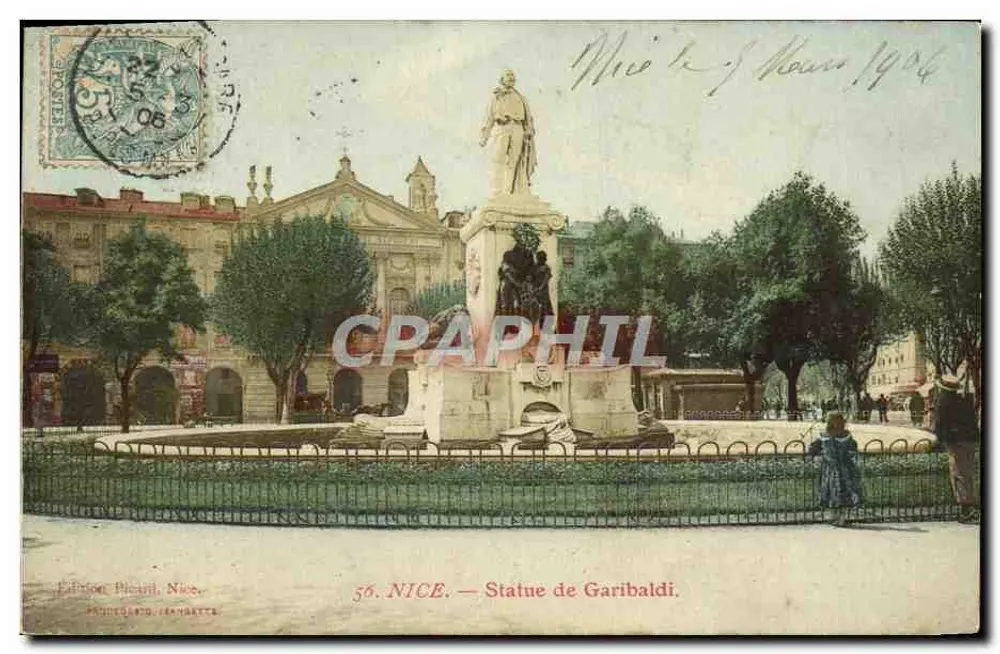 NICE — Statua Garibaldiego — Wydawca Picard, Nice, n°56 - Awers