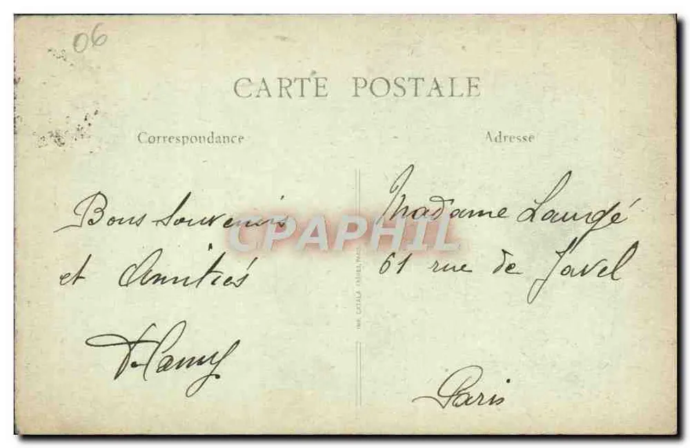 Nice — O Jardim Albert 1º, a área de água - Leão, por Masson (1869) - Verso