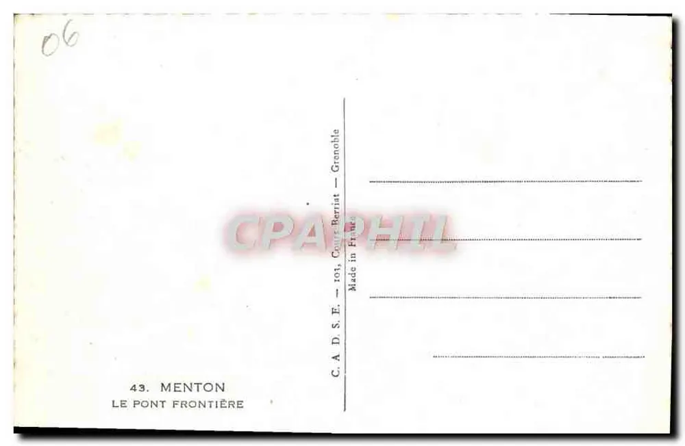 Menton — O Ponte Fronteira — C.A.D.S.E. Grenoble - Verso