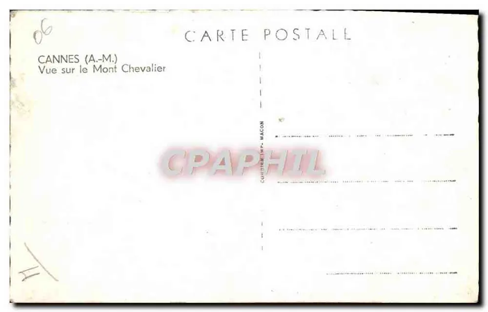 Cannes (A.-M.) — Uitzicht op de Mont Chevalier — C. M. Wacon - Achterkant