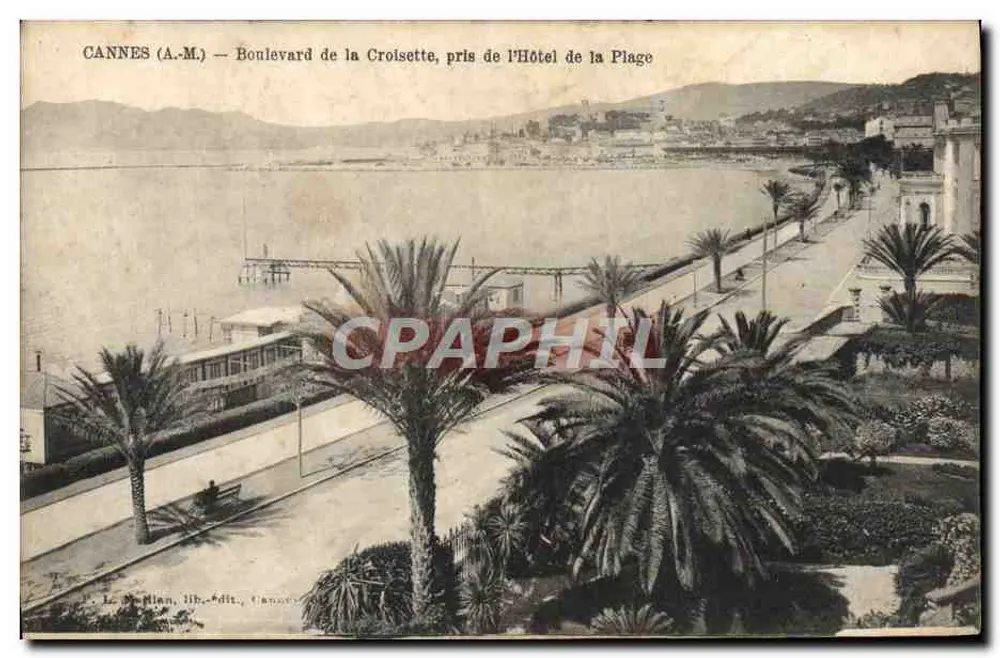 CANNES (A.M.) — Boulevard de la Croisette, aufgenommen vom Hôtel de la Plage — Le Median, publ.-edit., Cannes - Vorderseite