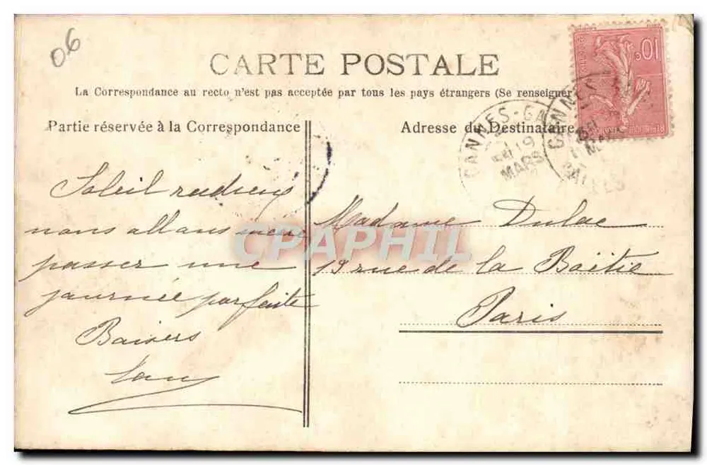 CANNES (A.M.) — Boulevard de la Croisette, aufgenommen vom Hôtel de la Plage — Le Median, publ.-edit., Cannes - Rückseite