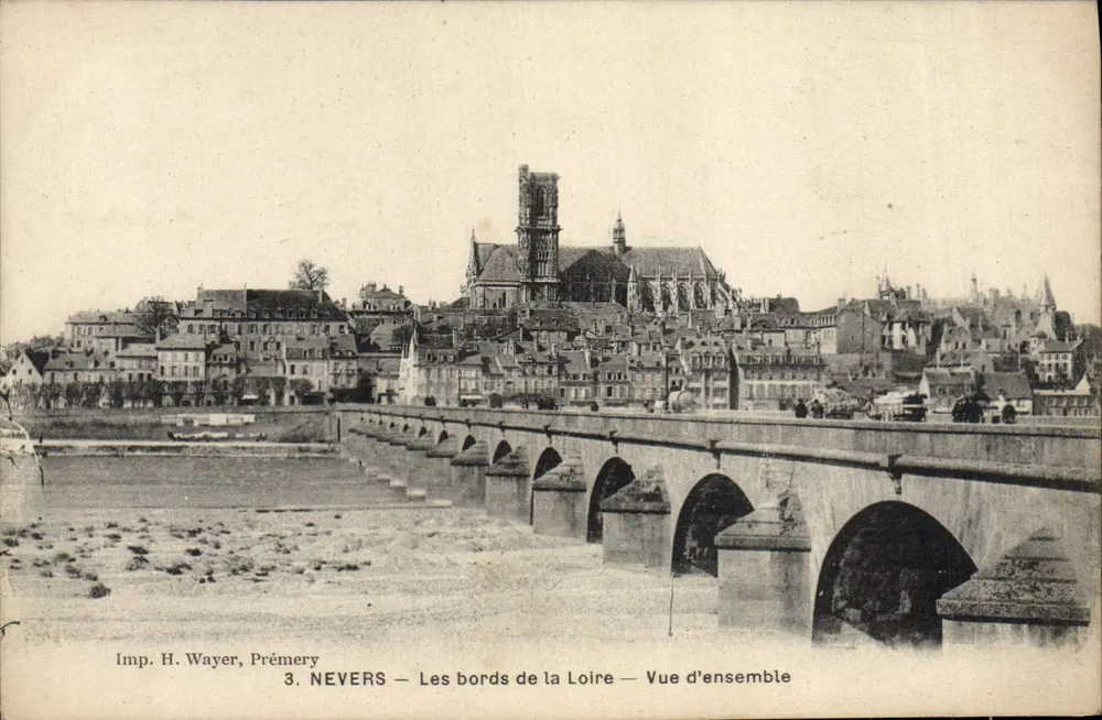 Nevers — De oevers van de Loir — Panoramische uitzicht — Imp. H. Wayer, Prémercy - Voorkant