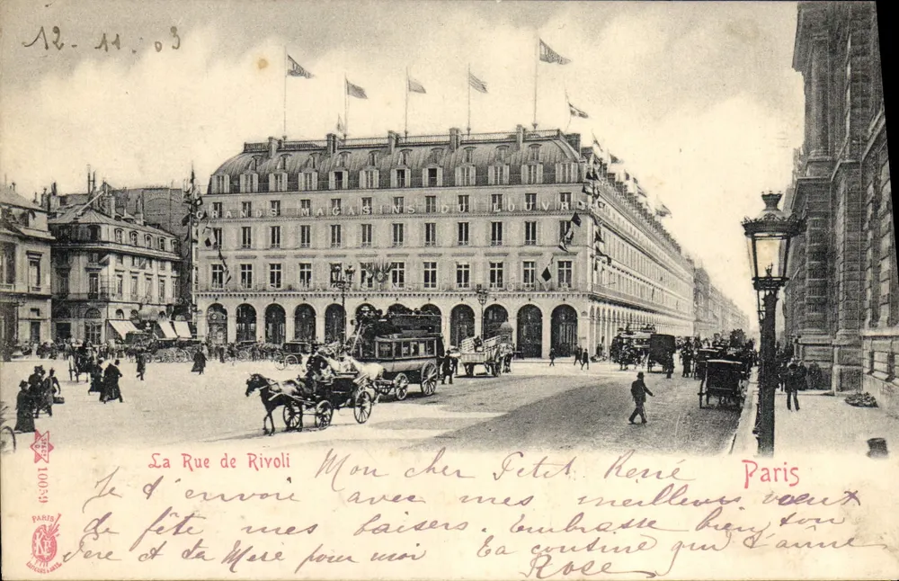 A Rue de Rivoli — Grandes Magasins du Louvre — Paris - Frente