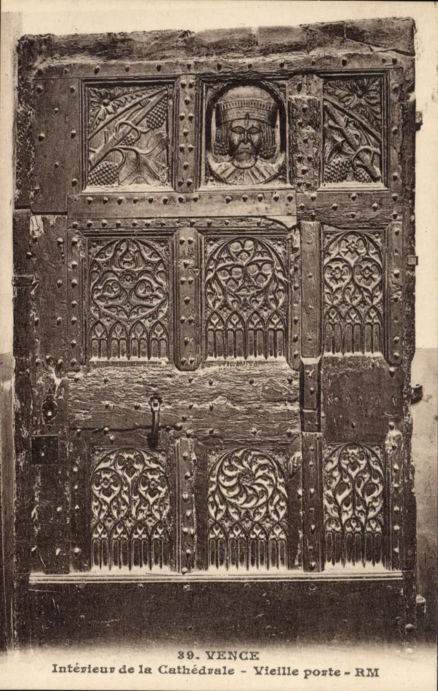 Innenraum der Kathedrale - Alte Tür - Vence - Vorderseite