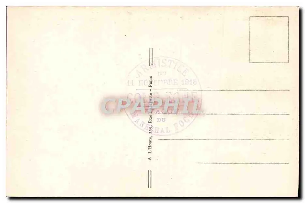 Firma del Armisticio — 11 Noviembre 1918 — editor T. Clamond - Reverso