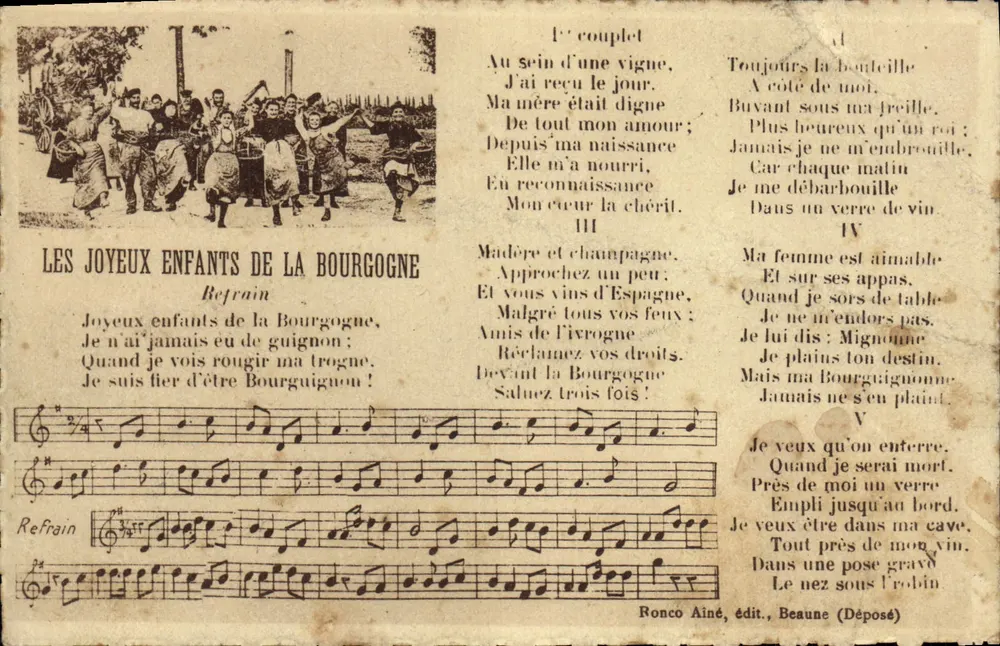 Die fröhlichen Kinder der Burgund — Ronco Aîné, Verlag, Beaune (Deposited) - Vorderseite