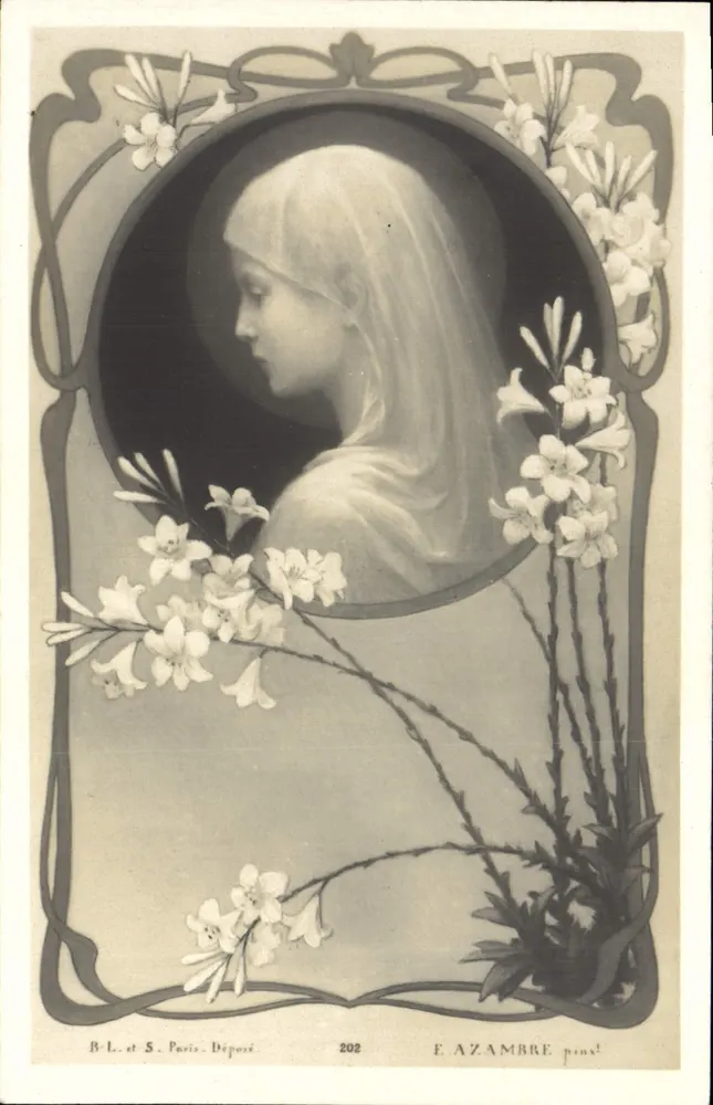 Mulher jovem coberta com véu — retrato em busto — F. Azambre, Paris, n° 202 - Frente