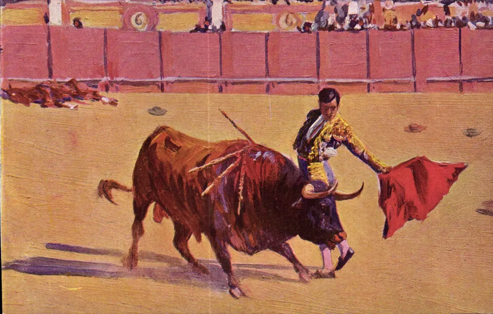 Touro e matador — arena de luta de touro — Juan Bargaño, Barcelone - Frente