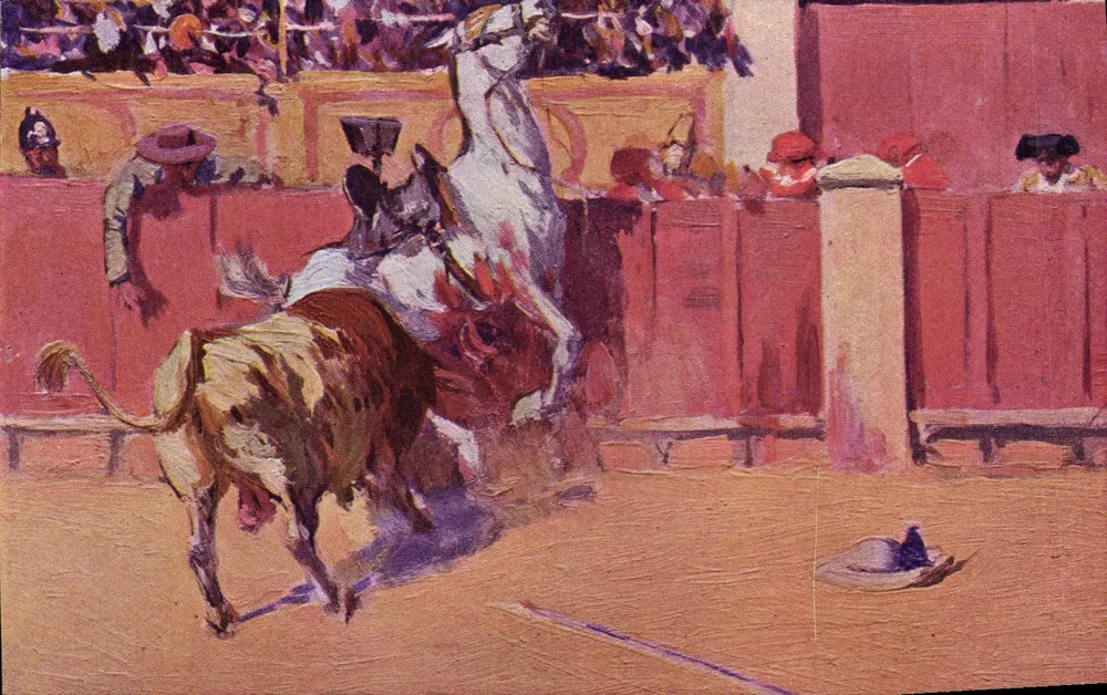 Um touro — pintura a óleo — Juan Barguño, Barcelona - Frente