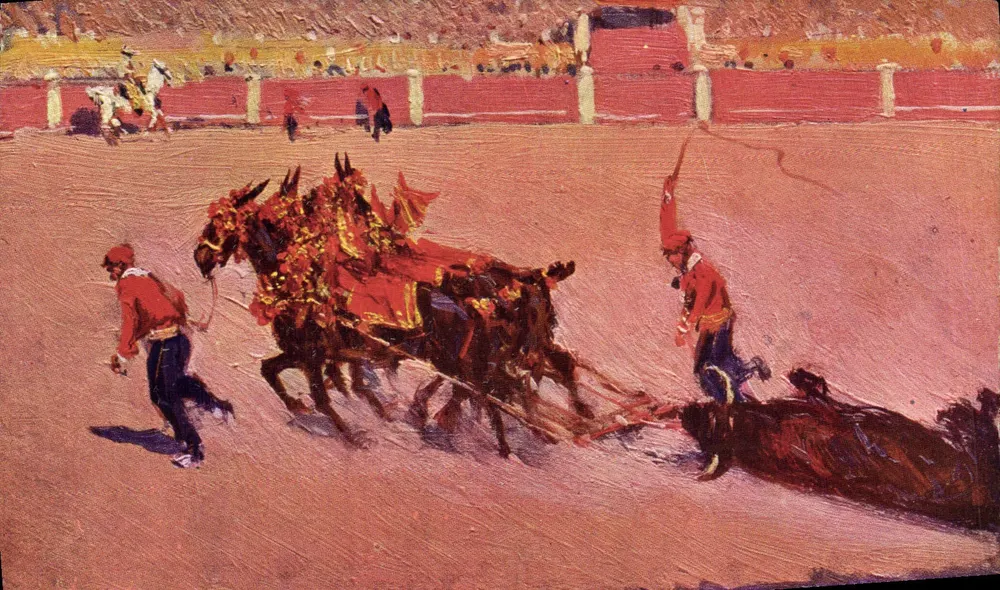 Corrida de touros — espetáculo de corrida — editor Juan Bargaño, Barcelona - Frente