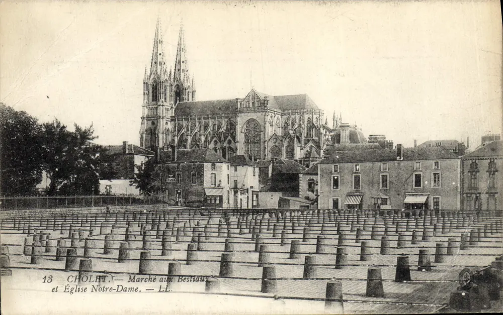 Chollet — Viehmarkt und Kirche Notre-Dame — LL - Vorderseite