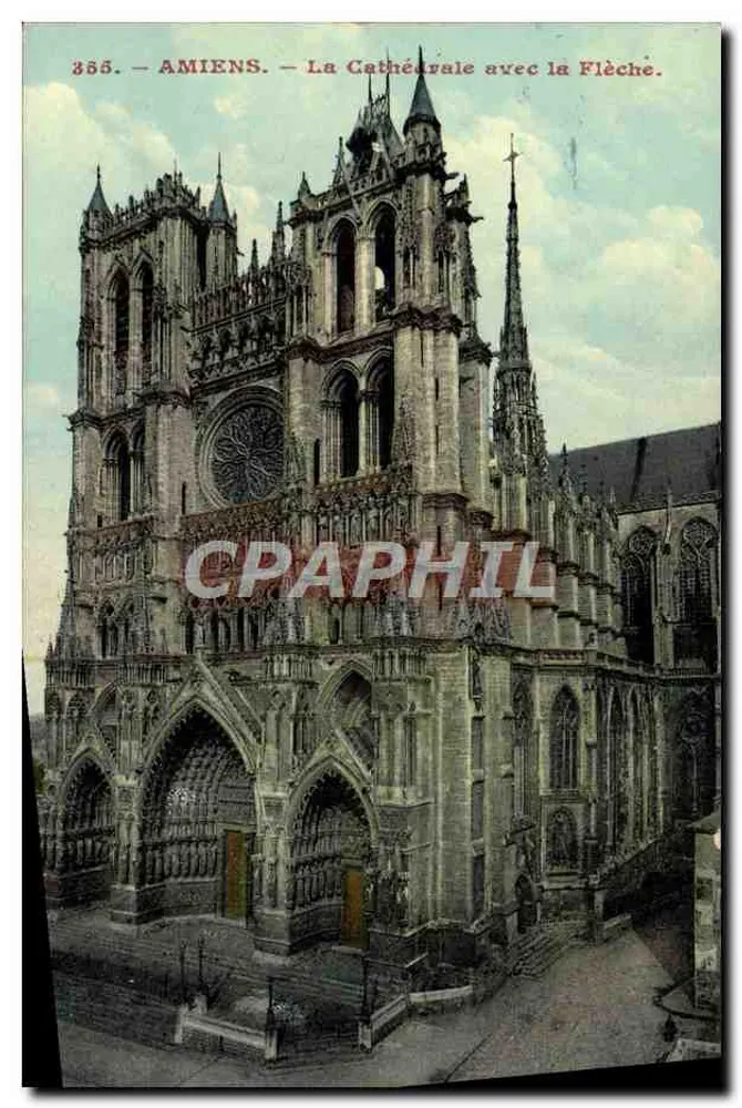Amiens — A Catedral com a Flecha — Foto-Editor Léon Caron & Anicolas, n° 355 - Frente
