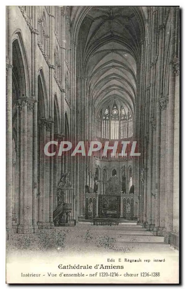 Catedral de Amiens — Interior — Vista geral — nave 1220-1236 — altar 1236-1288 — Edit E Régnault rep interd - Frente